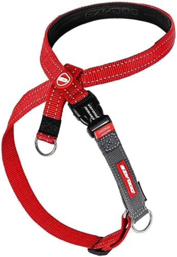 EzyDog Anti Zieh Geschirr Hund - Crosscheck Hundegeschirr für Kleine, Mittelgroße und Große Hunde, Hundetraining Zubehör, Reflektierendes, Größenverstellbar (XL, Rot)