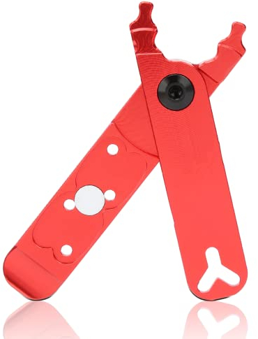 Fahrrad Link Zange, Aluminiumlegierung Master Link Zange Ventilschaft Kontermutternschlüssel Leichte Reifenheberzange, Packzange Master Link Combo Zange Rot mit schwarzem Bolzen, für Fahrrad(red)