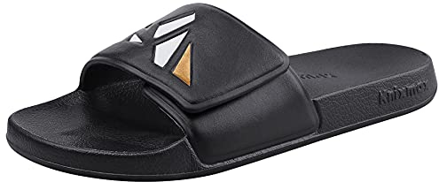 Knixmax Ciabatte Piscina Uomo Sandali da Mare Leggero Antiscivolo Pantofole per Spiaggia, Bagno, Doccia, Interni ed Esterni Nero 44/45EU