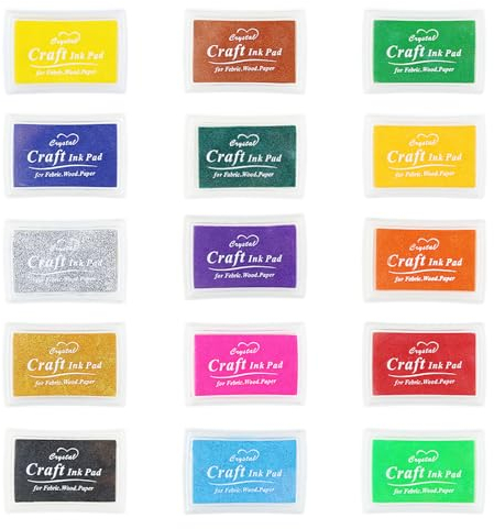 Kaizuca 15 Stück Kinder Farbe Stempelkissen, Stempelkissen Set, Stempel Tinte, Umweltfreundlich und Ungiftig, für Handwerk Stempelkissen, DIY für Stempel Karte, Scrapbooking, Geschenk für Kinder