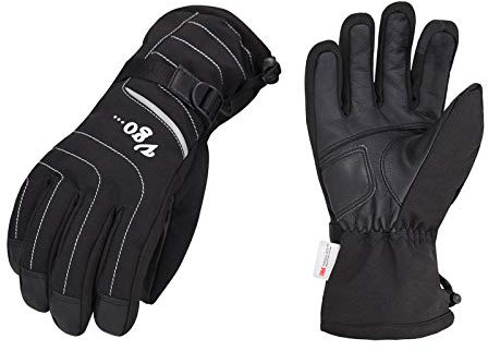 Vgo... Winter Damen Handschuhe Wasserdicht für Schnee Ski Snowboard Walking 3M Thinsulate G150 gefüttert mit Leder, Größe M