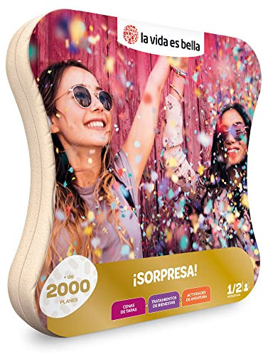LA VIDA ES BELLA Caja Hombre o Mujer-¡Sorpresa-Ideas Regalos Originales-1 Experiencia de gastronomía, Bienestar o Aventura para 1 o 2 Personas, Unisex-Adult, Multi-Colour, One Size