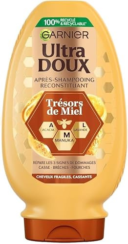 Garnier Ultra Doux – regenerierende Spülung – angereichert mit Akazie, Lavendel & Manuka – für empfindliches & brüchiges Haar – Honigschätze – 200 ml