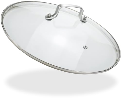 LC LICTOP 12 Inch Pot Lid, Universal Pot and Pan Cover Replacement - Dishwasher Safe, Oven Safe, Tempered Glass Cover with 304 Stainless Steel Edge & 201 Handle for Kitchen