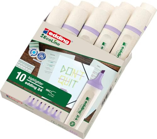 edding 24 Ecoline - Evidenziatore viola pastello - 1 evidenziatore - Punta a scalpello 2-5 mm - per marcare ed evidenziare testi e note in modo facile e veloce - ricaricabile, realizzato in materiale