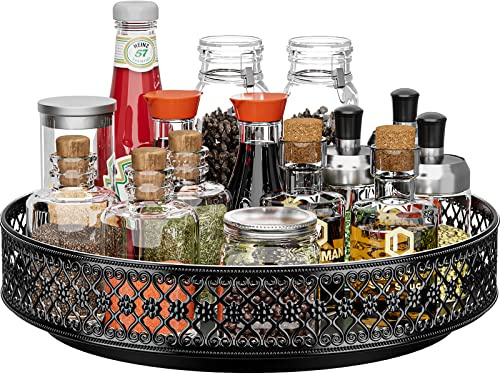 Ovicar Lazy Susan Drehteller-Organizer – 33 cm drehbares Gewürzregal aus Metall, Lazy Susan für Schrank, Speisekammer, Küche, Arbeitsplatte, Esstisch, Schrank, Badezimmer, Waschtisch, Kühlschrank,
