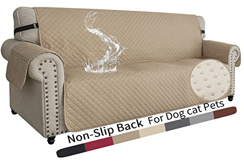 XINEAGE Sofa Überzug, Sofabezug 3 Sitzer Reversible, Wasserdicht Sofabezug, Sofaüberwurf, Sofa Möbel Protector, rutschfeste Sofabezüge für Hunde Haustiere (3 Sitzer, Khaki)