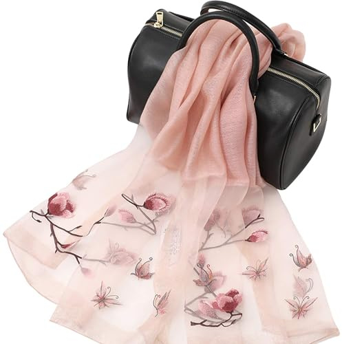 WEIGEER Silk Scarf Women Seidenschals Damen Shawl Satin Natural Pure Hijab Thin Masks Silk Cloth Luxury Binder Senior Handmade Seidentuch Damen Muslin Lotus Beach Scarf 180 * 70CM