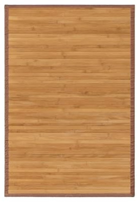 JUANIO Lot de 2 Tapis de Sol antidérapant, Moquette à Rayures en Bambou Coloris Naturel - Longueur 90 x Profondeur 60 cm