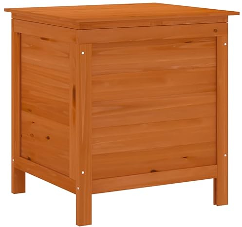 vidaXL Arcón de Jardín, Caja de Almacenaje con Tapa, Baúl para Cojines Alfombras Juguetes, Mueble para Patio, Madera Maciza de Abeto Marrón