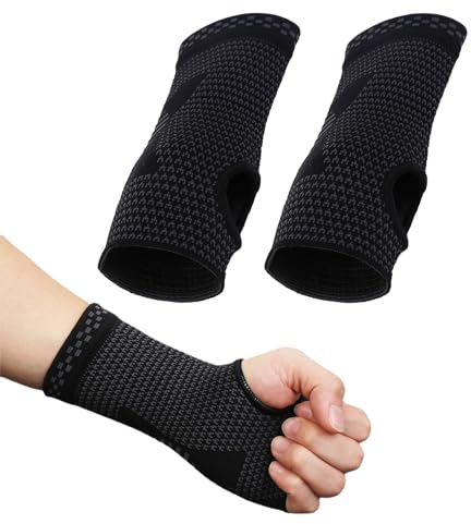 MAXQUU 2 Pieces Black Wrist Bandage, Wrist Protection, Cotton Wrist Wrap, Sweat-Absorbent, Compression Sleeve, Wrist Support Bandage, Suitable for Support and Protection During Sports.