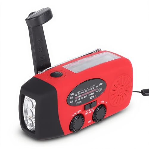 Notfall-Wetterradio mit Solar und Handkurbel, AM/FM/NOAA | tragbares Notfallradio LED Taschenlampe USB Ladegerät Powerbank Camping Wandern Notfallausrüstung