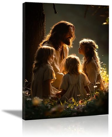 SHYAMIC Wandkunst Leinwand Malerei jesus bild, Jesus-Porträt christliches Jesus-Porträt, Leinwand, abstraktes gerahmtes Gemälde, moderne Kunstwerke für Schlafzimmer, Wohnzimmer - 70x110cm Gerahmt