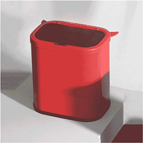 generic Creative Trash 10L Creative Smart Trash Accueil Avec Couvercle Poubelle Automatique Petite Salle Den Poubelle Sans Contact Poubelle Chambre Poubelle/Rouge