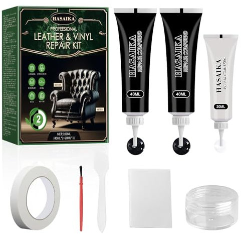 HASAIKA® Crema De Reparación De Cuero, Reparador de Cuero, Kit de reparación de Cuero de 100 ml para Reparar Grietas en Muebles, sofá, Chaqueta de Cuero, Cinturones, Asiento de Barco