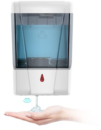 BEZADI 600ml Automatic Soap Dispenser Wall Mount Hand Sanitizer Dispenser Gel/Liquid Touchless Hand Soap Dispenser for Home Mall Hospital School, ABS White