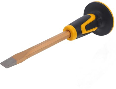 iplusmile Scalpello da Muratura in Lega di Acciaio al Tungsteno con Protezione Mano, Lama Piatta 18mm, Strumento Versatile per Intaglio e Lavoro Edile Professionale