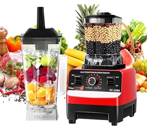 2-in-1-Mixer, 2000 W, elektrischer Mixer, multifunktionaler Standmixer, mit 2 l Glasbehälter, BPA-frei, für Saft, Smoothie, Milchshake und Sojamilch