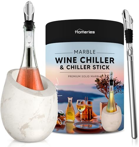 Paquete de cubo enfriador de vino de mármol con barra enfriadora de vino, enfriador de botellas de vino blanco de 750 ml y funda para enfriador de champán para fiestas, regalos de vino de anfitriona y