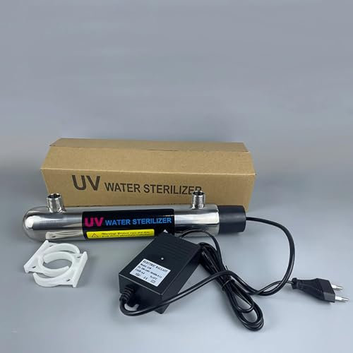 LeTkingok Stérilisateur D'eau UV en Acier Inoxydable 12W, Lampe à Tube Ultraviolet, Filtre de Désinfection Directe Des Boissons, Purificateur D'aquarium