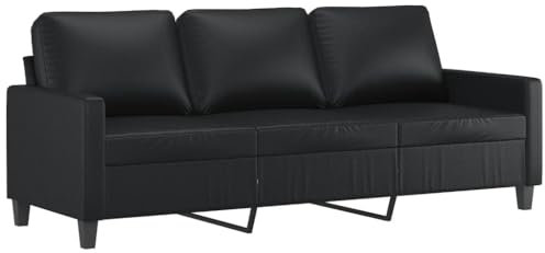 ULUYYUC Chaiselongue Camping Sofa Bodensofa Ecksofa - 3-Sitzer-Sofa Schwarz 180 cm Kunstleder für Terrasse Party Lounge Garten