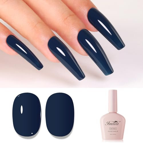 Imtiti Blue Gel Nail Polish, Haze Blue Gel Polish High Gloss Soak Off UV LED Nail Gel Polish Autumn Winter Gel Polish Nail Art Manicure Salon Design Gel Nail Set 10ML