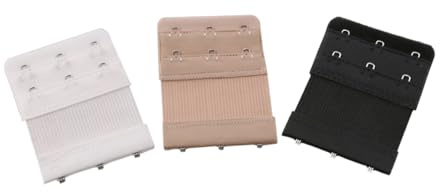DEARMAMY Women S 3-Hook 2-Row Elastic Bra Extenders Set Black White Nude Adjustable Lingerie Back Strap Extension for Comfortable Bra Size Fit