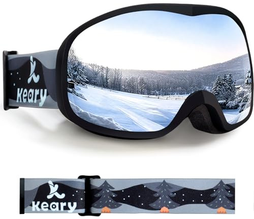 Keary Occhiali da sci per bambini 3-14 6-14 occhiali da snowboard occhiali da neve bambini ragazzi ragazze giovani bambini occhiali da snowboard protezione UV anti-appannamento rosa inverno neve sport