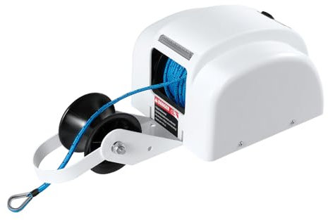 czyuRachel Verricello elettrico con filo piombo, 30 m, 12 V, per barche, cavo elettrico con telecomando e manico per motoscafo, barche da pesca, bianco