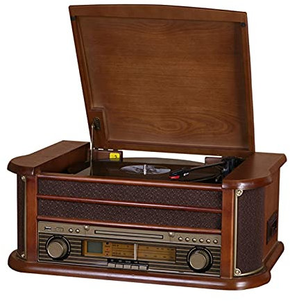 Aioneer Tocadiscos Radio Sonido Reproductor De Discos De Vinilo Bluetooth Retro Gramófono De Escritorio Tocadiscos Grabadora