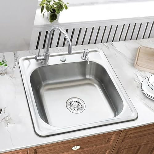 Edelstahl Einbauspüle & Spülbecken – moderne Küchenspüle mit Edelstahl Waschbecken, Siphon & Ausgussbecken, robustes Design (48x48x15)