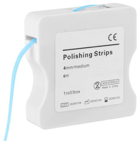 OFFCUP Lucidatura Dentale, 4mm/6m Strisce Sbiancanti Denti per Lucidatura Dentale, Scatola Dentale Lucidatura Striscia, per Levigatura, Pulizia e Sbiancamento dei Denti Interdentali (Blu)