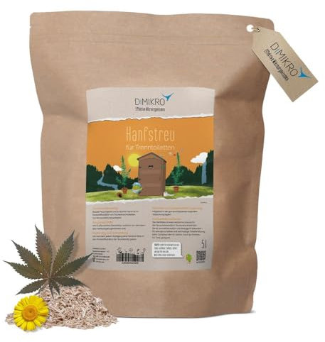 DIMIKRO Hanfstreu für Trenntoilette 5 l - hygienisch und biologisch abbaubar für Camping, Garten, Boot