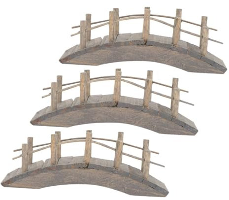 ERINGOGO 3pcs Elegant Mini Arch Bridge for Fairy Garden Wooden Bonsai Bridge Zen Landscape for Boys and Girls