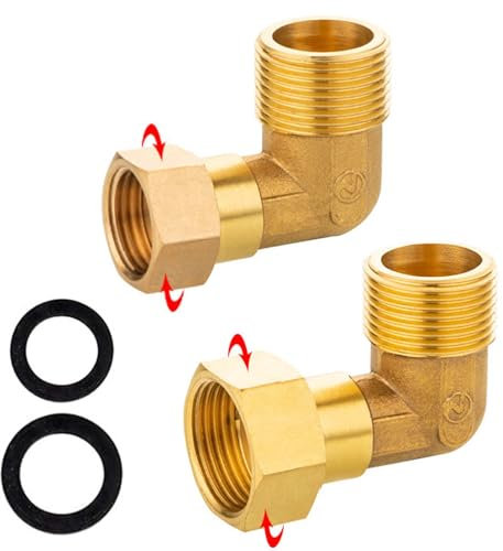2 Pezzi Raccordo Mobile In Ottone Tubo a Gomito a 90 Gradi, FORMVERSITY Raccordo Mobile a Vite In Ottone da 3/4 e 1/2 Di Pollice, Latón Resistente 3/4 Pulgadas 90 Grados Codo Tubería