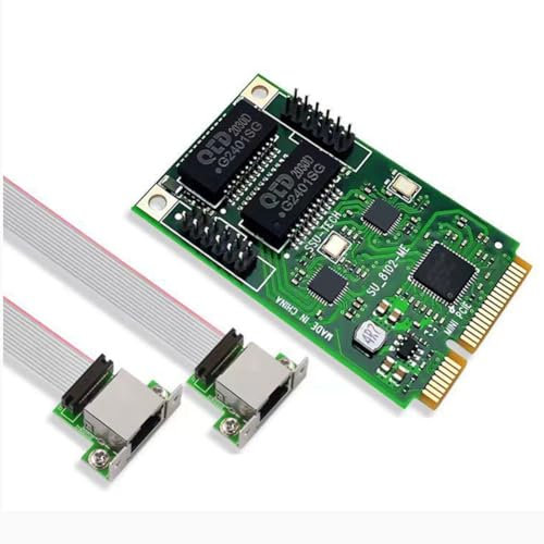 Knoruley Tarjeta de Red Mini PCI-e A 2 Puertos Puerto COM Gigabit Ethernet de 1000Mbps Adaptador de Red RJ45 10/100/1000M para PC
