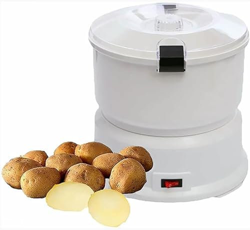AFLEPCBRQ Pelador de Patatas eléctrico con 6 Cuchillas, pelador automático de Patatas/Cortador de Frutas y Verduras con un Solo botón, Capacidad de 1 kg