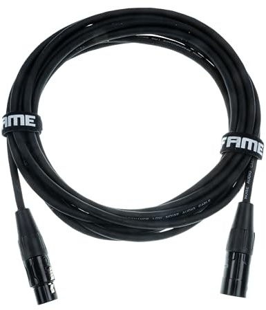 Fame Audio Ultra Professionelles Mikrofonkabel, 5m, XLR 3 Pol Male/Female, 0,22mm² Querschnitt, PVC Mantel, Kreuzgeflechtschirm, Schwarz