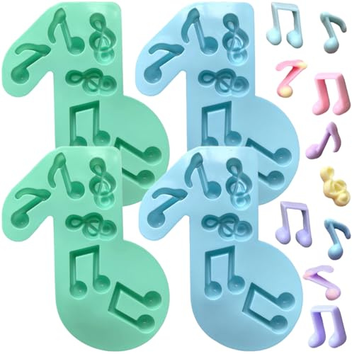 Paotxpum 4 PCS Music Note Silicone Molds Music Note Resin Molds Musical Theme Fondant Moulds Musical Baking Moulds Baking Tools for DIY Sugar Cake Jelly Ice Cube Tray Soap Decoration