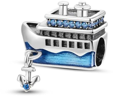 SBUTUXC Dije de crucero de plata de ley 925 con ancla de cristal azul, colgante náutico para pulseras, 1,4 x 1,4 cm