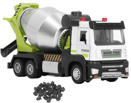 Pilipane Cement Mixer Toy Truck Construction Vehicle Mixer Model 1:32 Alloy Pull Back Design With Sound And Light Effects For Kids Play And Home Decoration