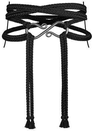 HiiFeuer Mittelalterlicher Gürtel mit Metall-Schnalle, Renaissance verstellbarer Langer Seilgürtel für Cosplay