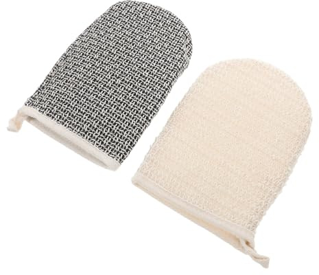 DECORNIJIA 2 Pcs Guantes de Ducha Exfoliantes de Sisal y Espuma, Doble Cara para Limpieza Profunda y Masaje Corporal