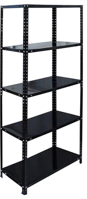 Relaxdays Scaffale in Acciaio, 5 Ripiani, Portapesi, 150x75x30 cm, 200 kg, Nero