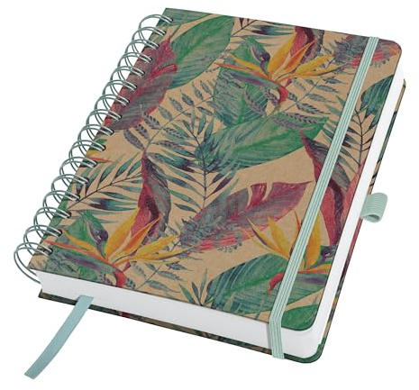 Sigel Spiralblock Jolie A5 dotted Bullet Journal 240 Seiten | JN821, Blau Pink Gelb, Hardcover aus Kraftpapier, 120 g Papier, vegan
