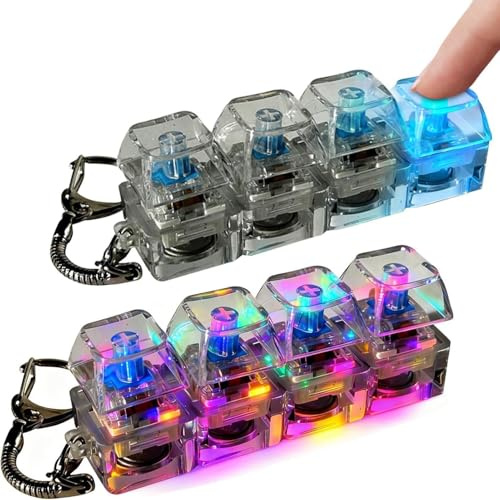 Lpoppcx 2 Stück Clicker Tastaturs Fidget Mit LED-Licht Tastaturs Fidget Spielzeug Fidgettoys, Transparente Mini Antistress Toys Dekompression Spielzeug Schlüsselanhänger Für Erwachsene Und Kinder