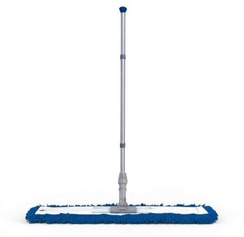 Abbey 80cm Flat Mop for Floor Cleaning - Heavy Duty Commercial Blue Sweeper Mop Kit with Handle and Frame - Floor Dusters for Wooden Floors and Hard Floors