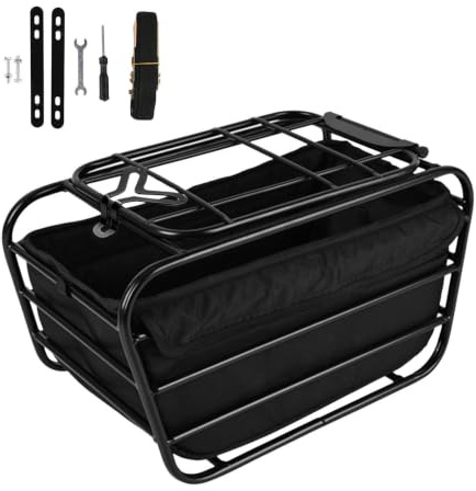 Cykel husdjurskorg bak | kolstål svart låsbart lock 30 x 23 x 21,5 cm lastbar | transportkorg katt hund mountainbike elcykel resor
