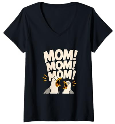 Donna Mamma Mamma Mamma Look Divertente Gabbiano Madre Uccello Maglietta con Collo a V