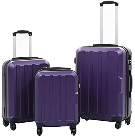 Ziaphsol Carro rígido de 3 piezas, color lila, ABS, 45,5, 30, 20, 55, 36, 22, 66, 41, 24 cm, con ruedas de 360 grados, candado de seguridad, para vacaciones, viajes de negocios, equipaje de viaje